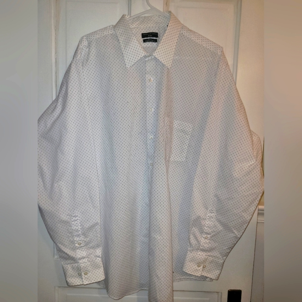 Shaquille O'Neal "Big Fit Cooling Stretch" white dress shirt 18.5" 36/37"